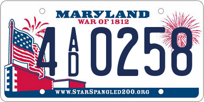 MD license plate 4AD0258