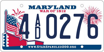 MD license plate 4AD0276