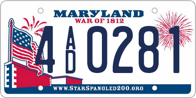 MD license plate 4AD0281