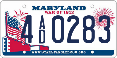 MD license plate 4AD0283
