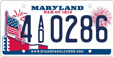 MD license plate 4AD0286