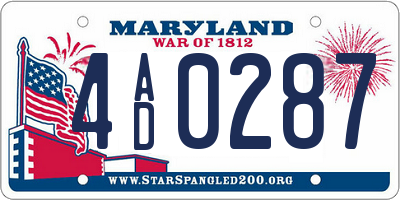 MD license plate 4AD0287
