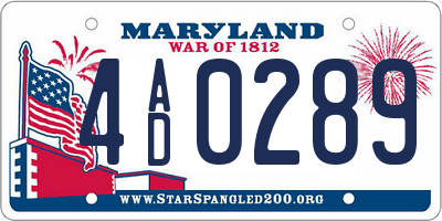 MD license plate 4AD0289