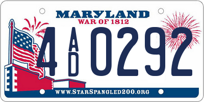 MD license plate 4AD0292