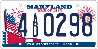 MD license plate 4AD0298
