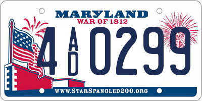 MD license plate 4AD0299