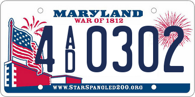 MD license plate 4AD0302
