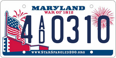 MD license plate 4AD0310