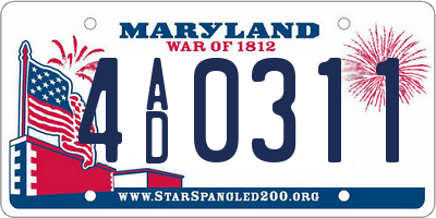 MD license plate 4AD0311