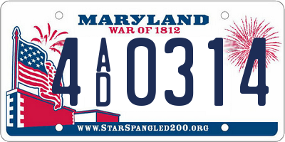 MD license plate 4AD0314