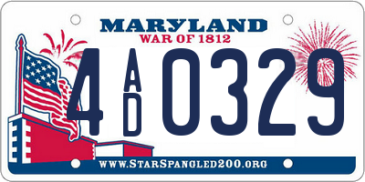 MD license plate 4AD0329