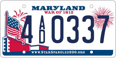 MD license plate 4AD0337