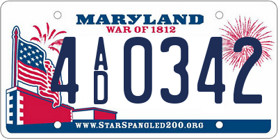 MD license plate 4AD0342