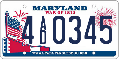 MD license plate 4AD0345