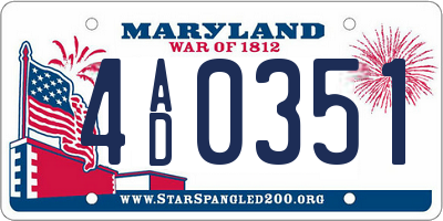 MD license plate 4AD0351