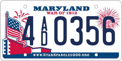 MD license plate 4AD0356