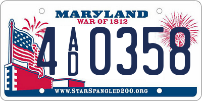 MD license plate 4AD0358