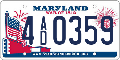 MD license plate 4AD0359