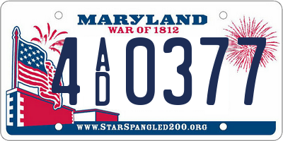 MD license plate 4AD0377