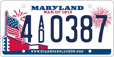 MD license plate 4AD0387