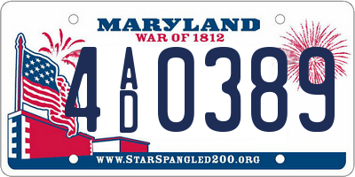 MD license plate 4AD0389