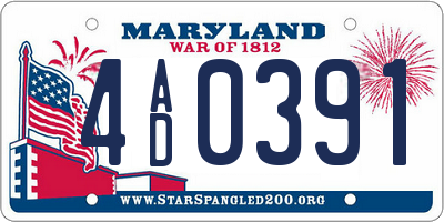MD license plate 4AD0391
