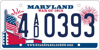MD license plate 4AD0393
