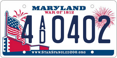 MD license plate 4AD0402
