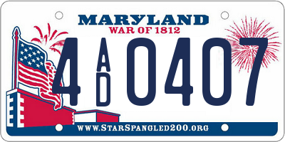 MD license plate 4AD0407