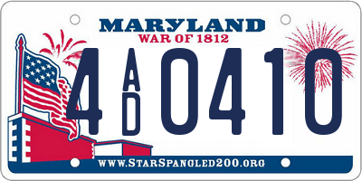 MD license plate 4AD0410