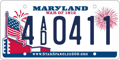 MD license plate 4AD0411