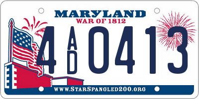 MD license plate 4AD0413