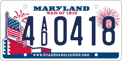 MD license plate 4AD0418