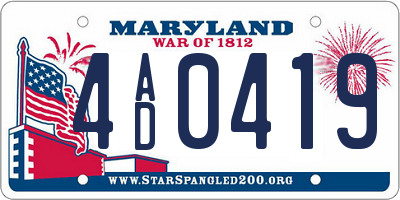 MD license plate 4AD0419
