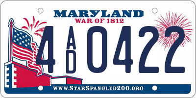 MD license plate 4AD0422