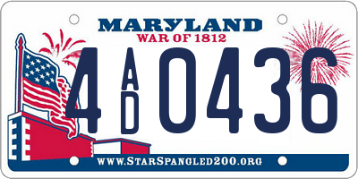 MD license plate 4AD0436