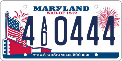 MD license plate 4AD0444