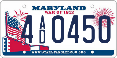 MD license plate 4AD0450