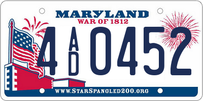 MD license plate 4AD0452