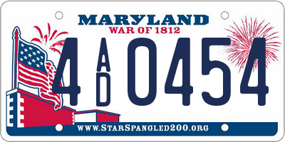 MD license plate 4AD0454