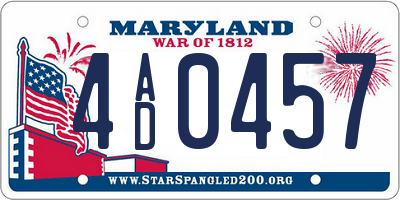 MD license plate 4AD0457