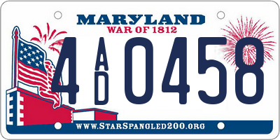 MD license plate 4AD0458