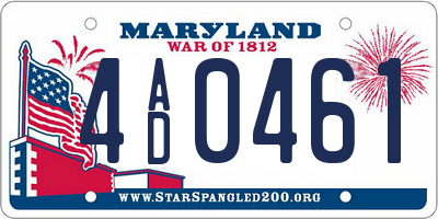MD license plate 4AD0461