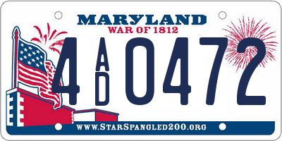 MD license plate 4AD0472