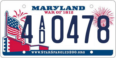MD license plate 4AD0478