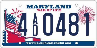 MD license plate 4AD0481