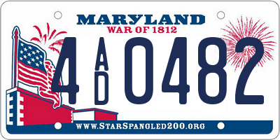 MD license plate 4AD0482