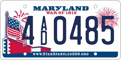 MD license plate 4AD0485