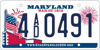 MD license plate 4AD0491