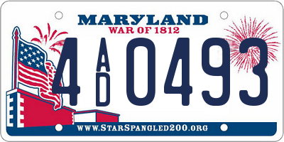 MD license plate 4AD0493